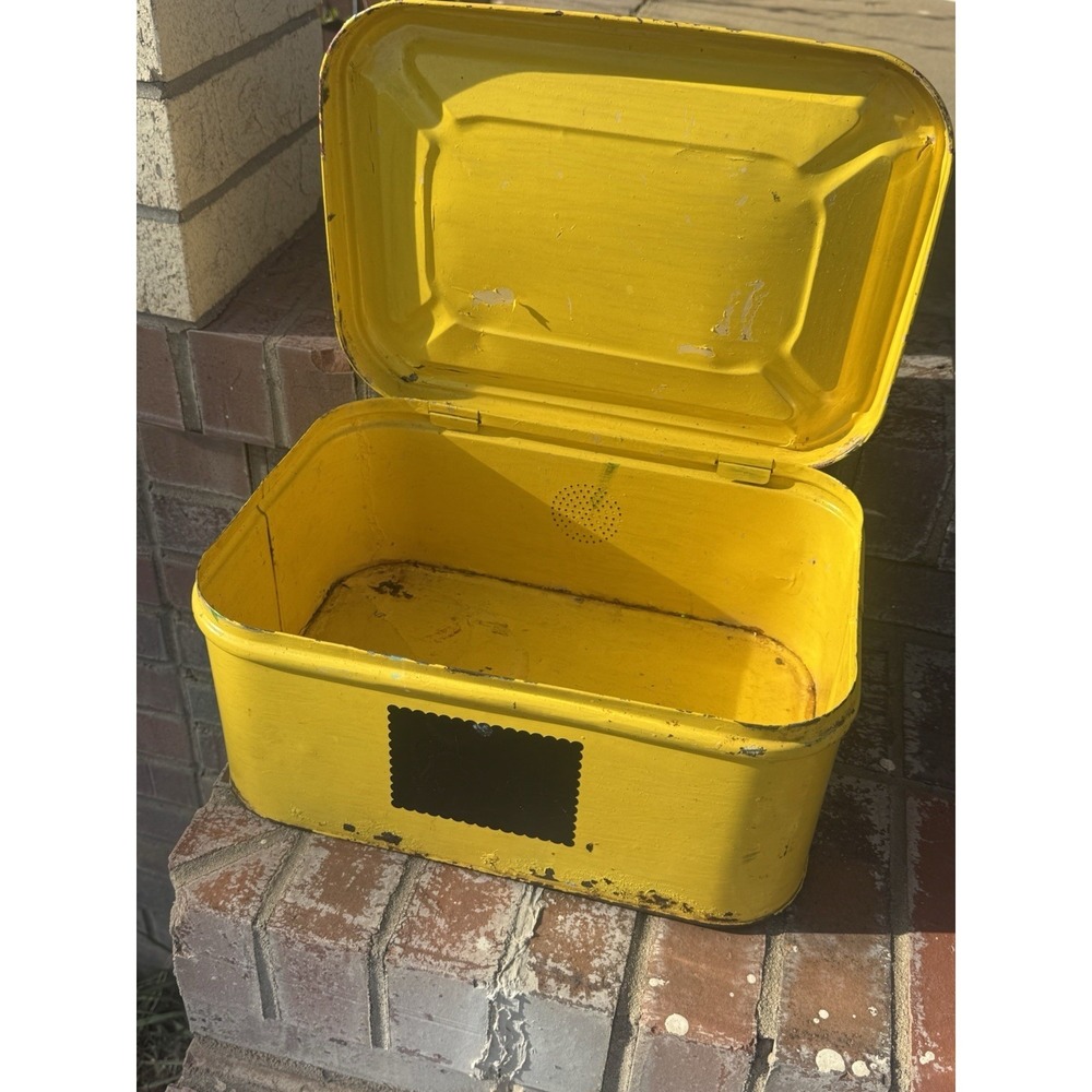 Vintage Yellow Metal Bread Box